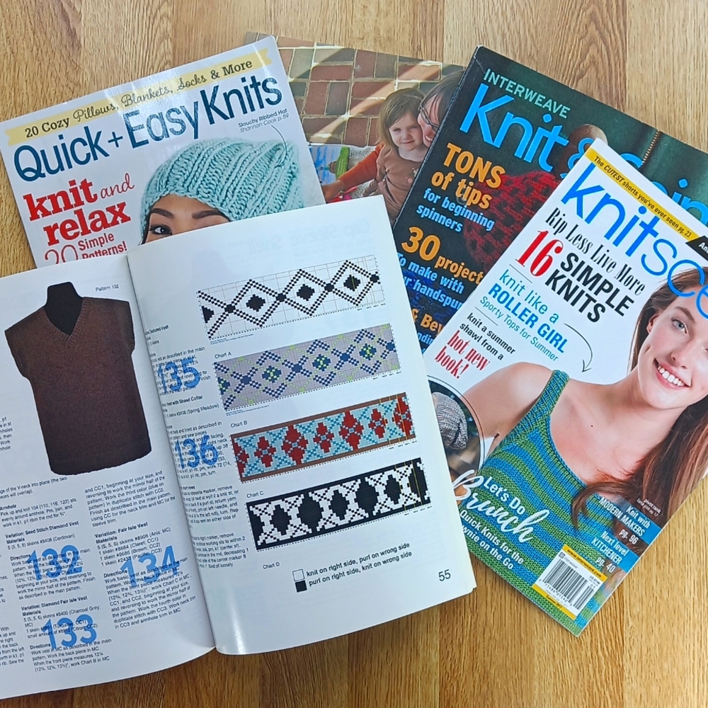 Variety of knitting magazines